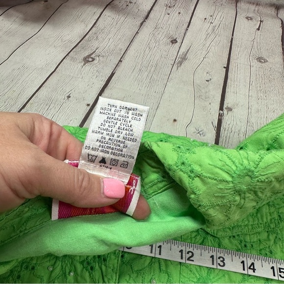 quacker factory Bright Green embroidered cotton Jacket sz medium - Picture 8 of 8